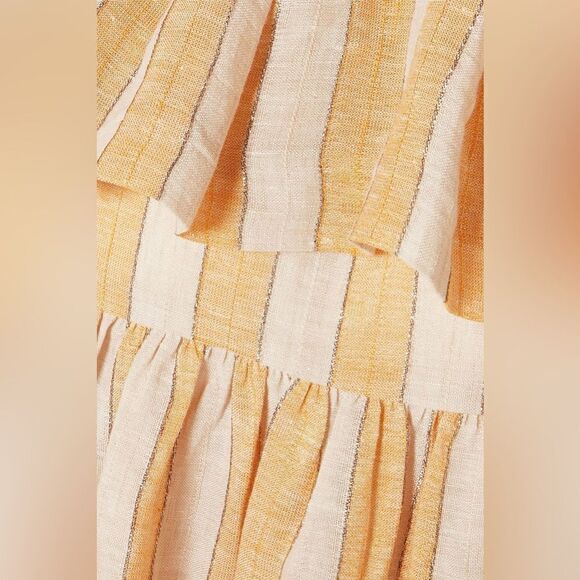 THREE GRACES LONDON Ida cold-shoulder metallic striped linen-blend maxi dress - Picture 6 of 12